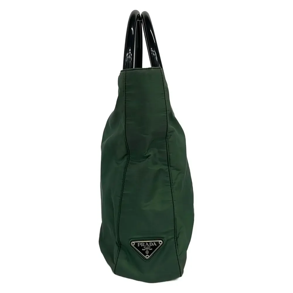 Prada Tote Bag B8367 Green Black Nylon Plastic